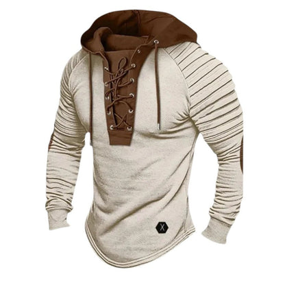 Men's modern sweatshirt with lace up and hood