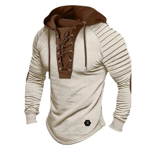 Men's modern sweatshirt with lace up and hood