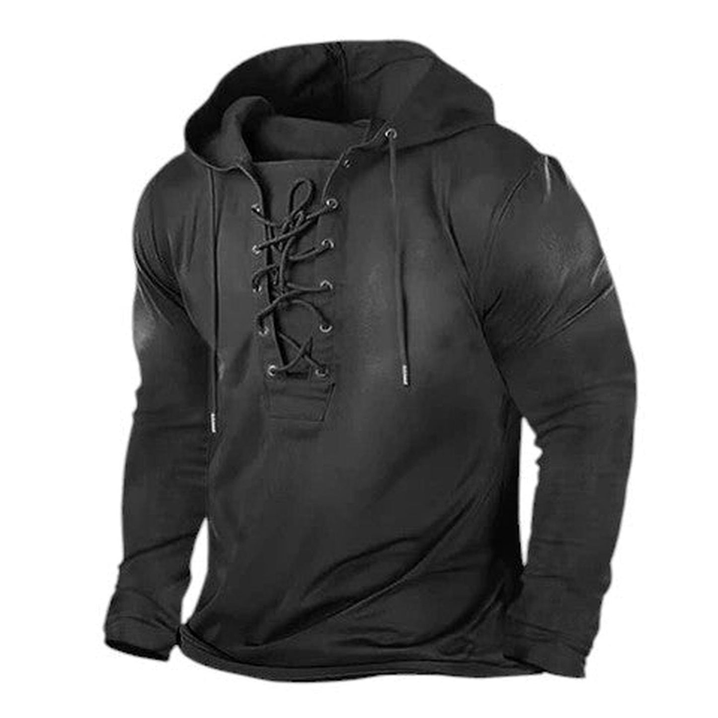 Men's retro winter lace up hoodie