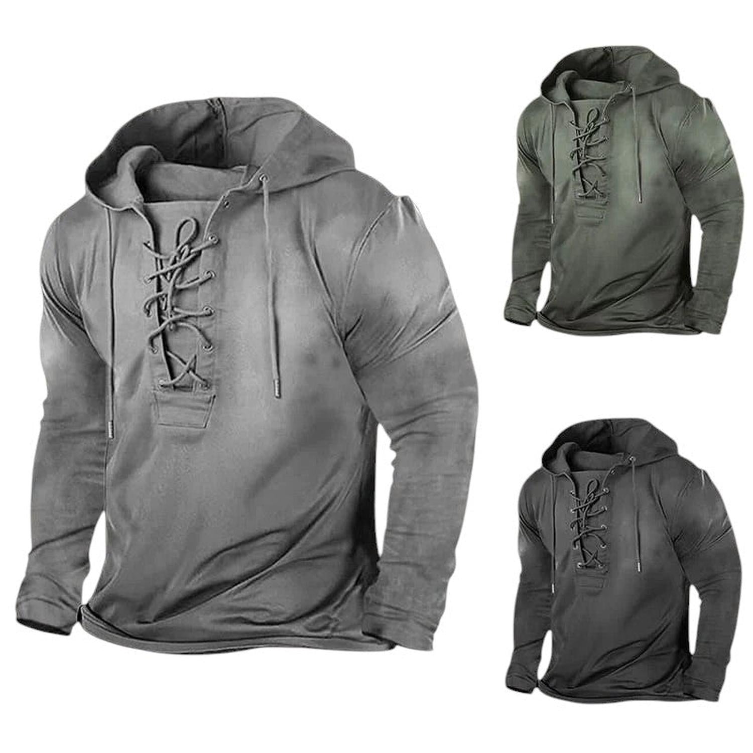 Men's retro winter lace up hoodie