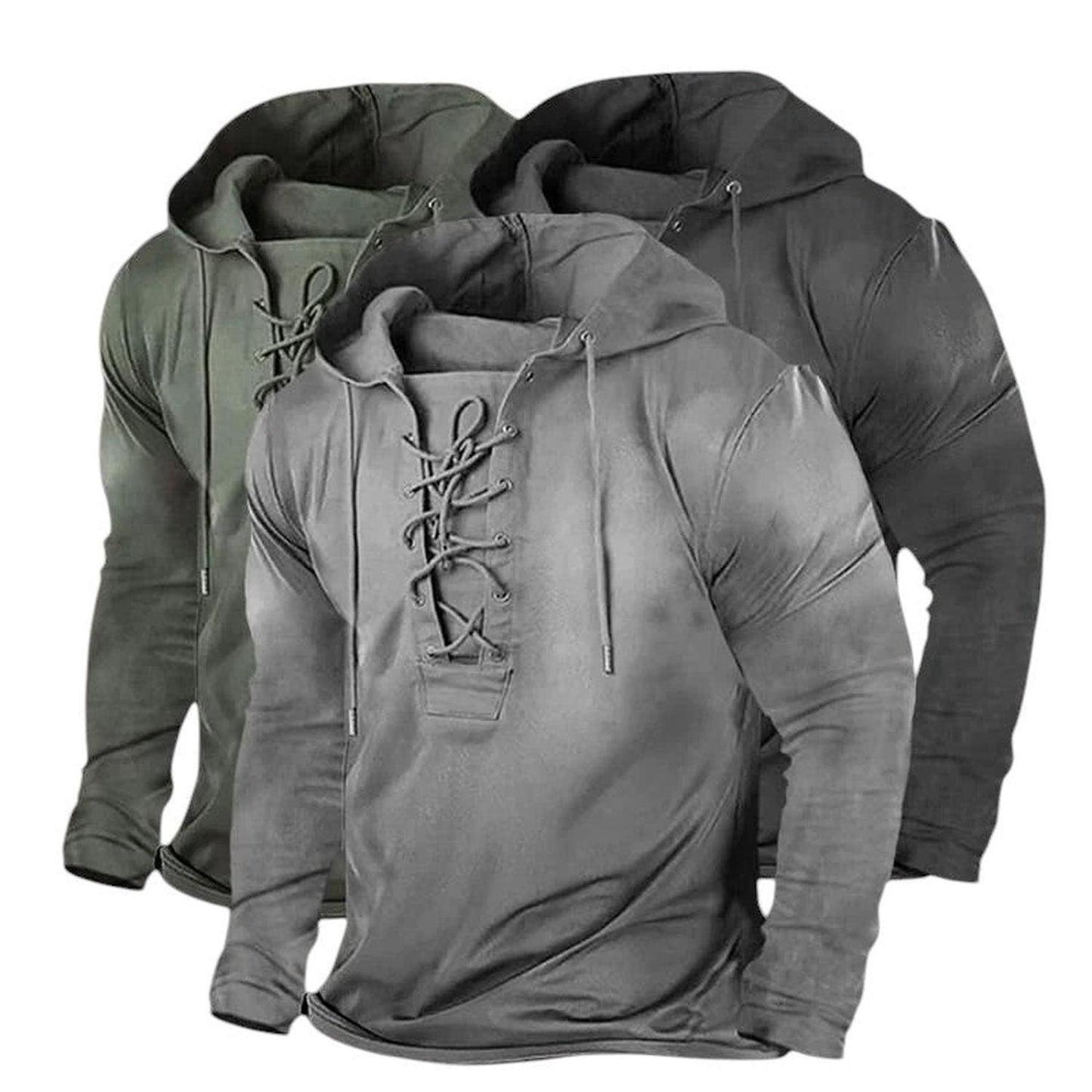 Men's retro winter lace up hoodie