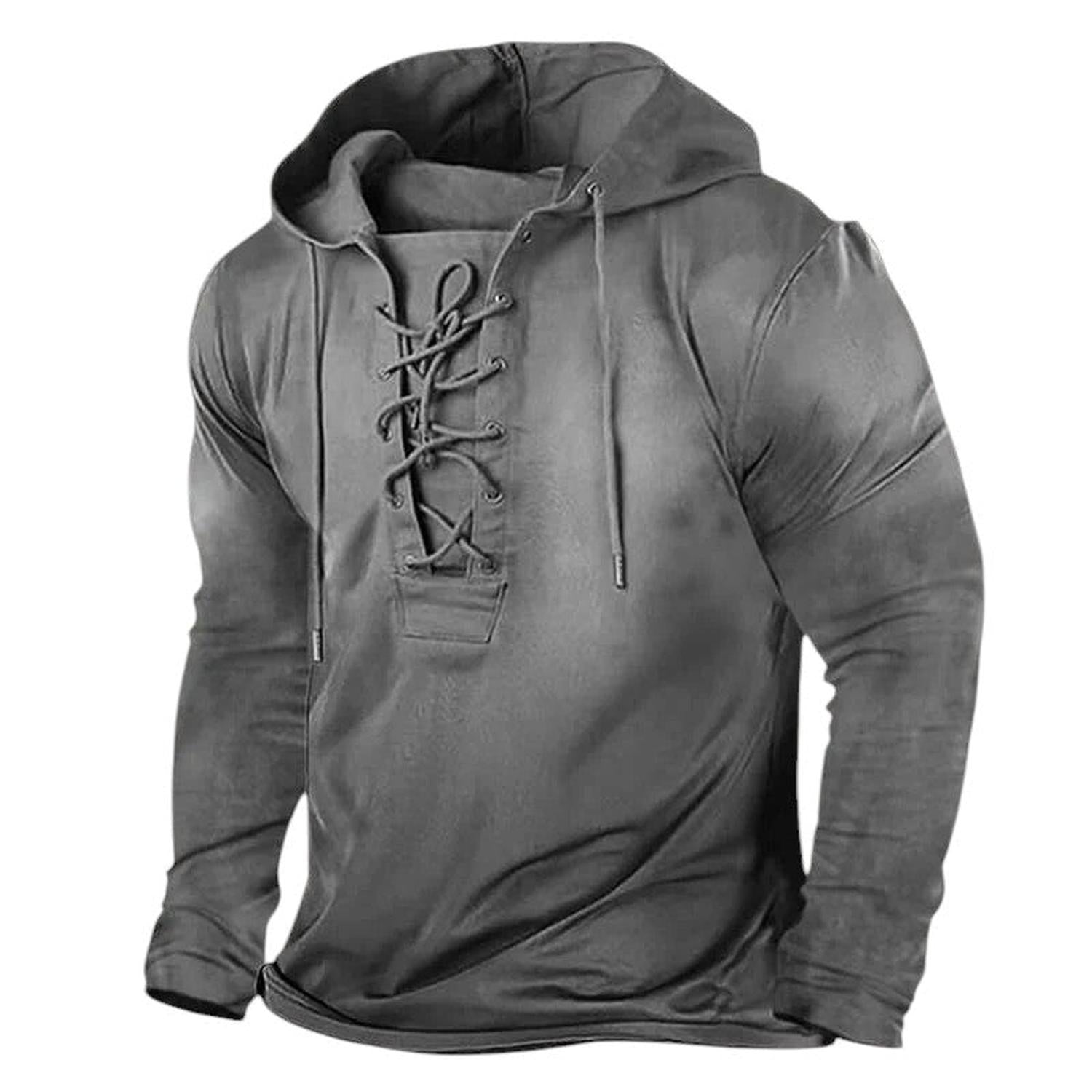 Men's retro winter lace up hoodie