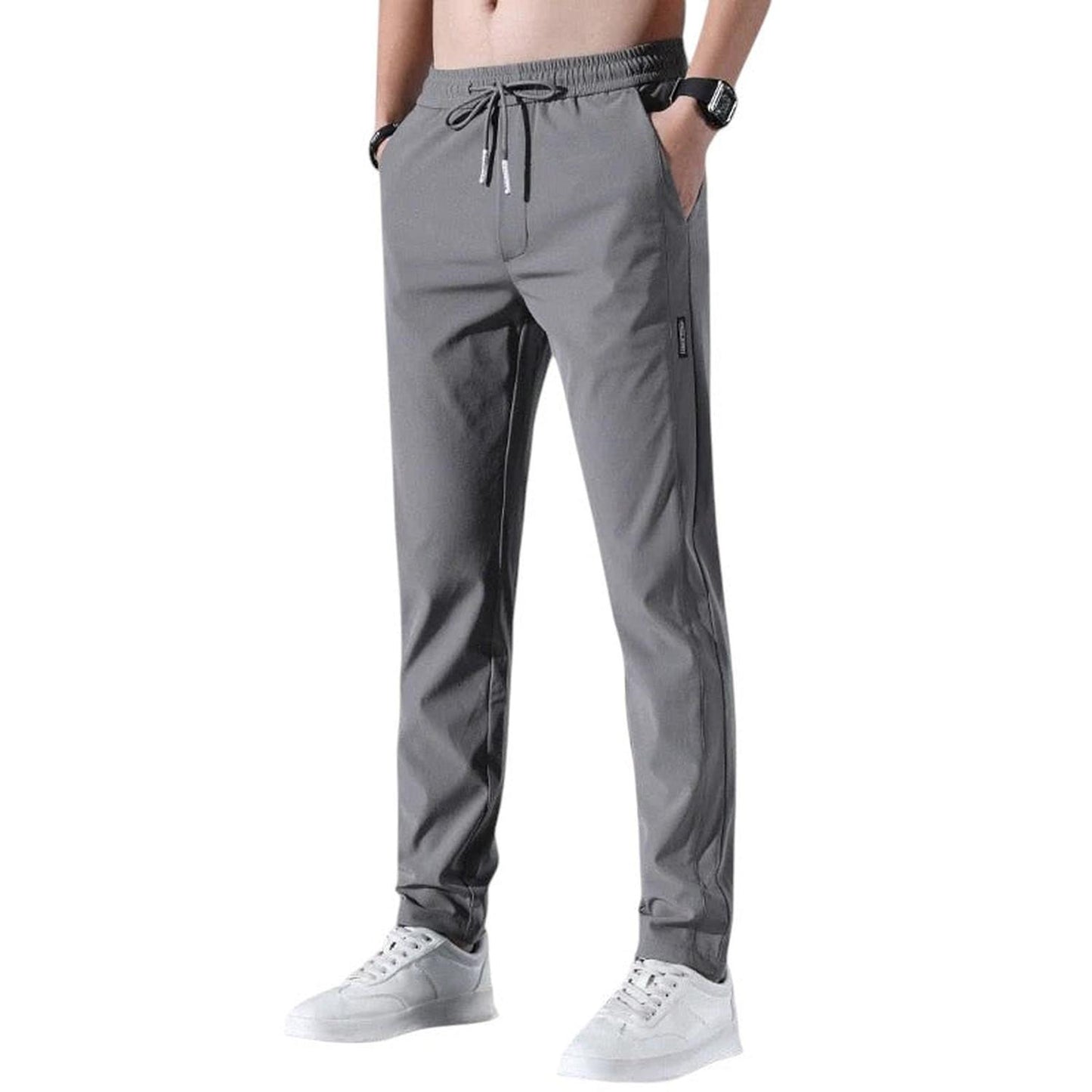 Men’s slim tapered jogger trousers – breathable with elastic drawstring waist