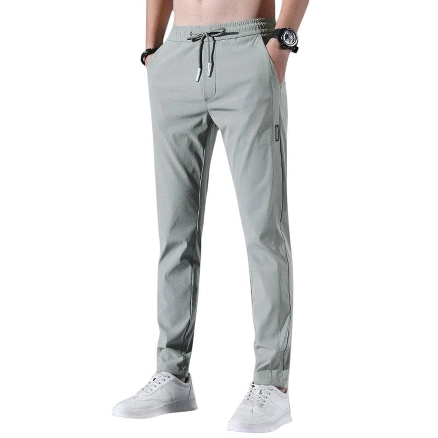 Men’s slim tapered jogger trousers – breathable with elastic drawstring waist