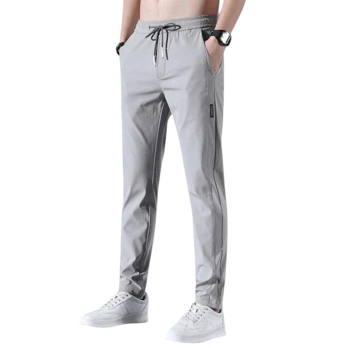 Men’s slim tapered jogger trousers – breathable with elastic drawstring waist