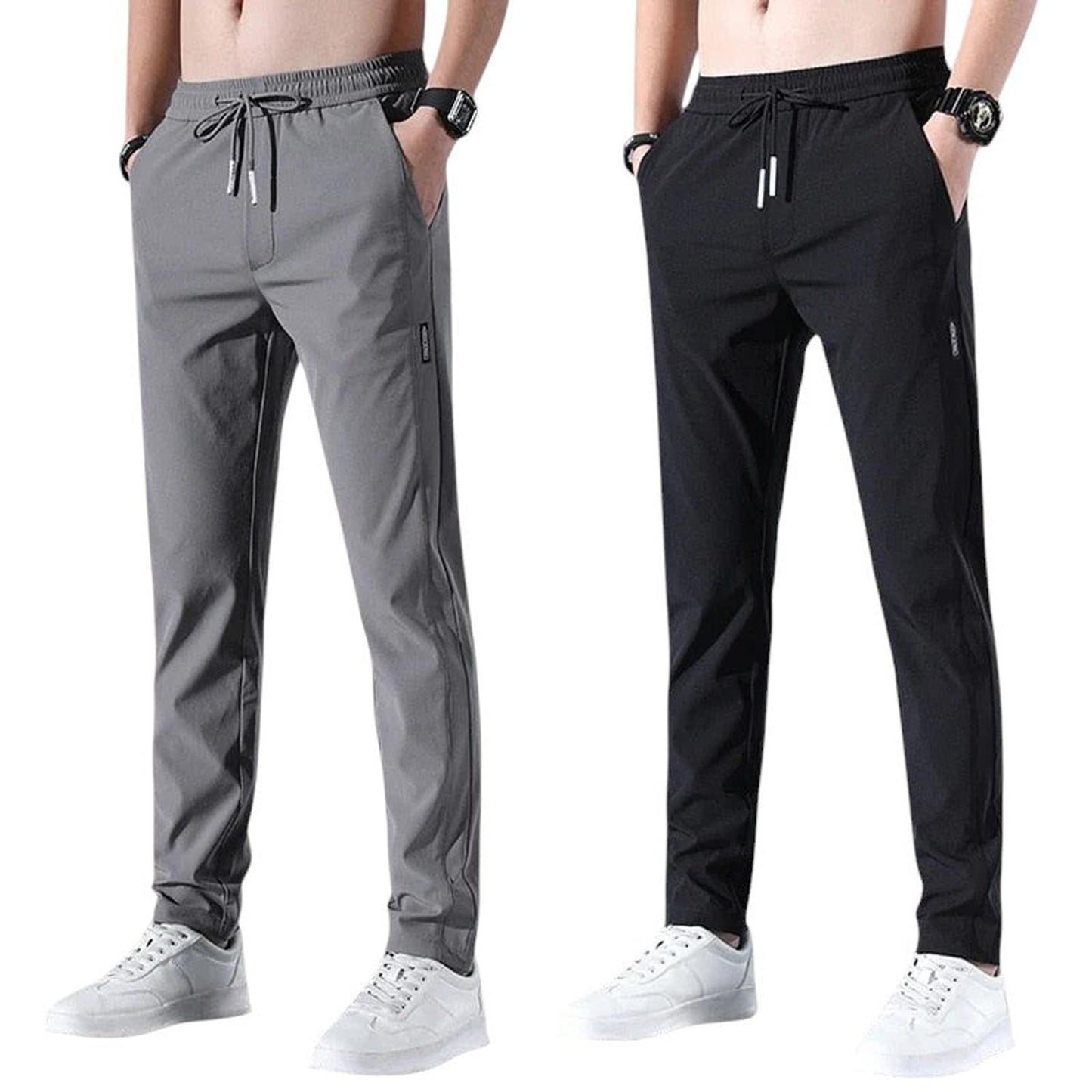 Men’s slim tapered jogger trousers – breathable with elastic drawstring waist