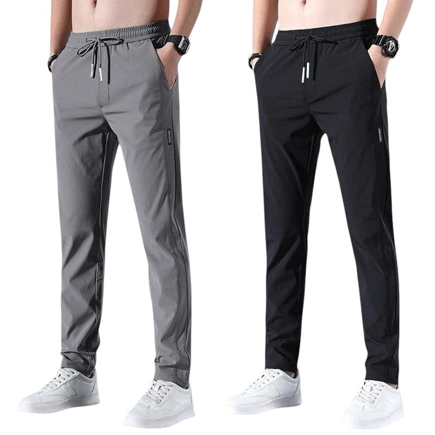 Men’s slim tapered jogger trousers – breathable with elastic drawstring waist