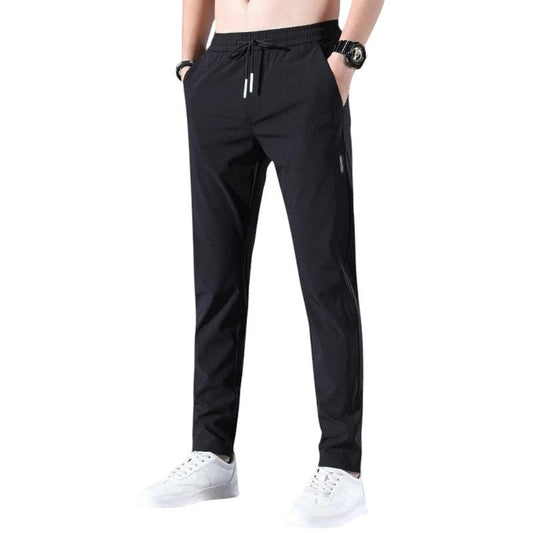 Men’s slim tapered jogger trousers – breathable with elastic drawstring waist