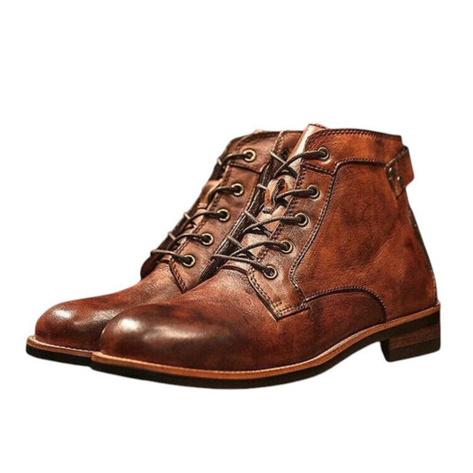 Men’s smart leather ankle boots – classic lace-up design
