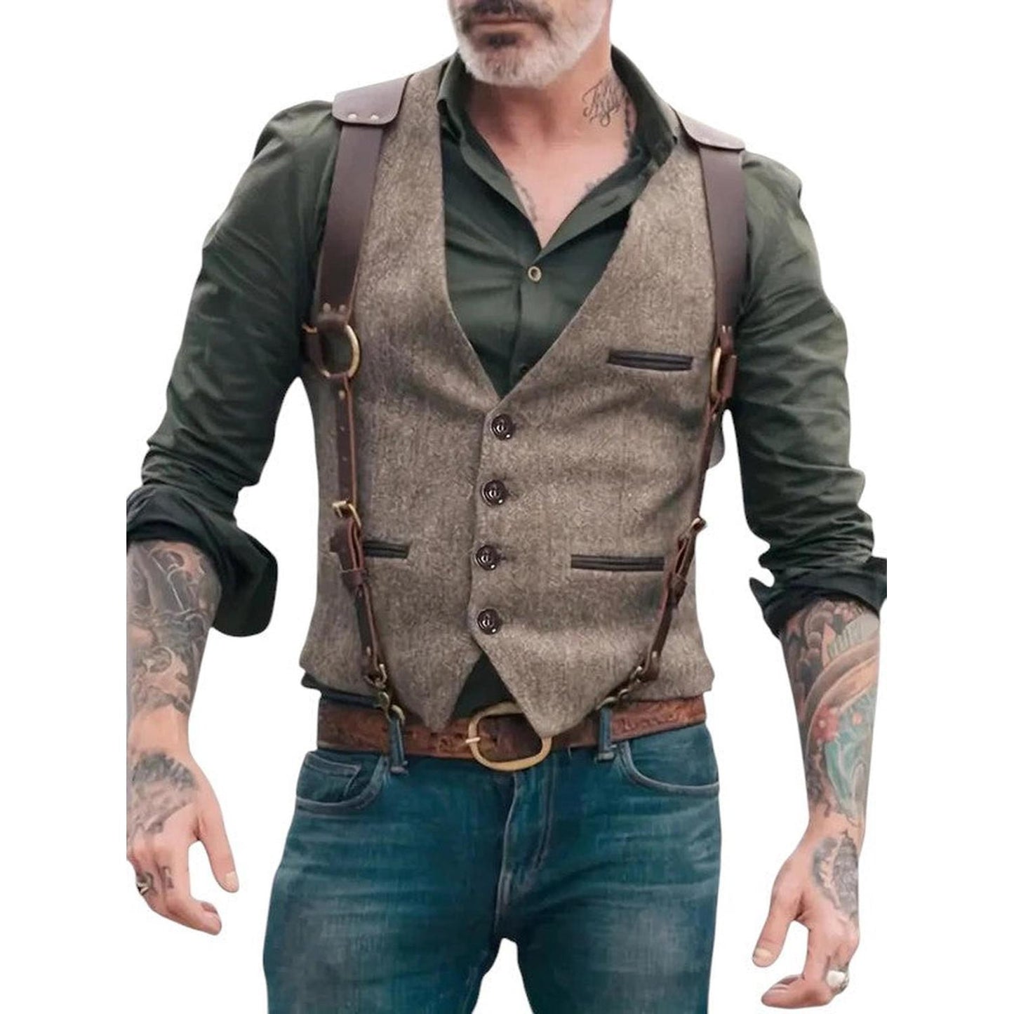 Men's vintage V-neck reversible vest