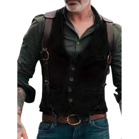 Men's vintage V-neck reversible vest