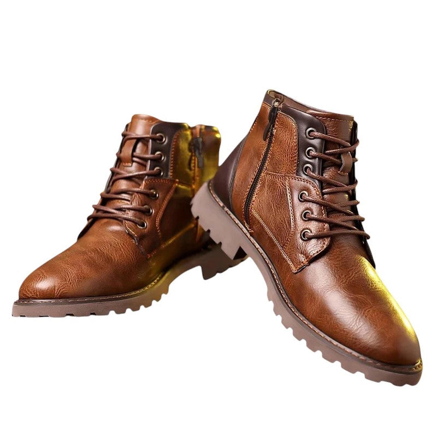 Dress Boots Men Zip-Up Leather Smart Durable Ankle Footwear