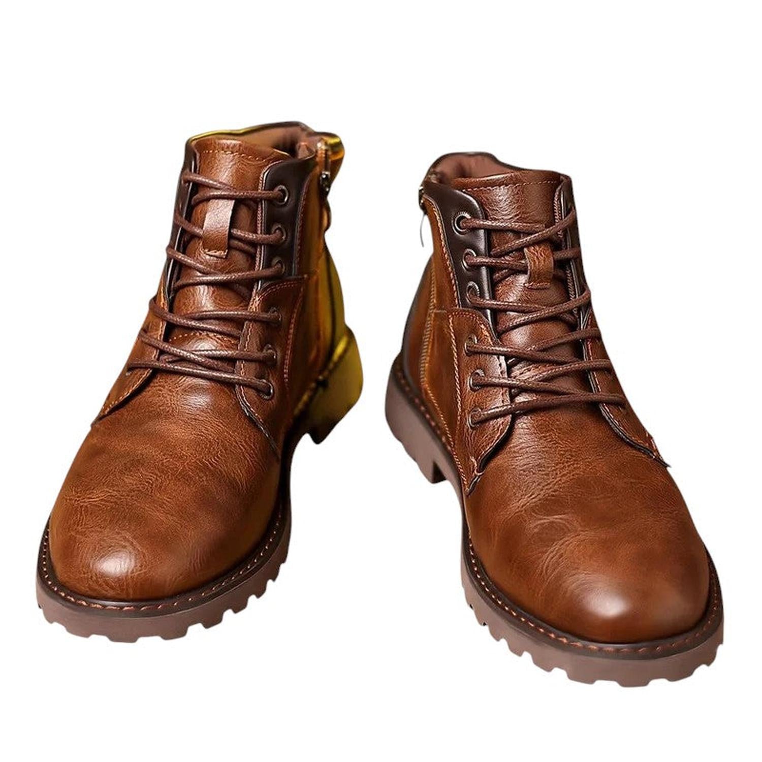 Dress Boots Men Zip-Up Leather Smart Durable Ankle Footwear