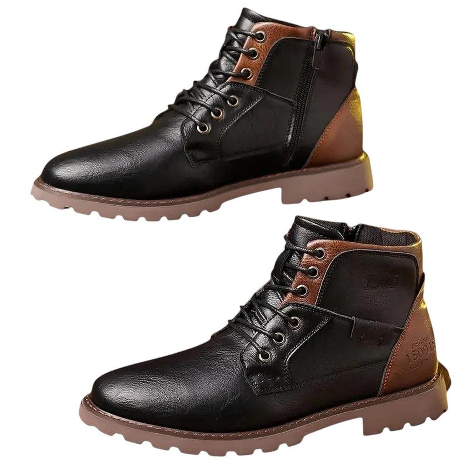 Dress Boots Men Zip-Up Leather Smart Durable Ankle Footwear