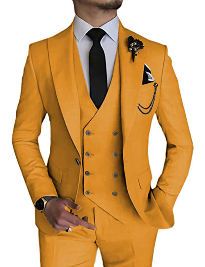 Suit Men Double Breasted Formal Fit Elegant Look