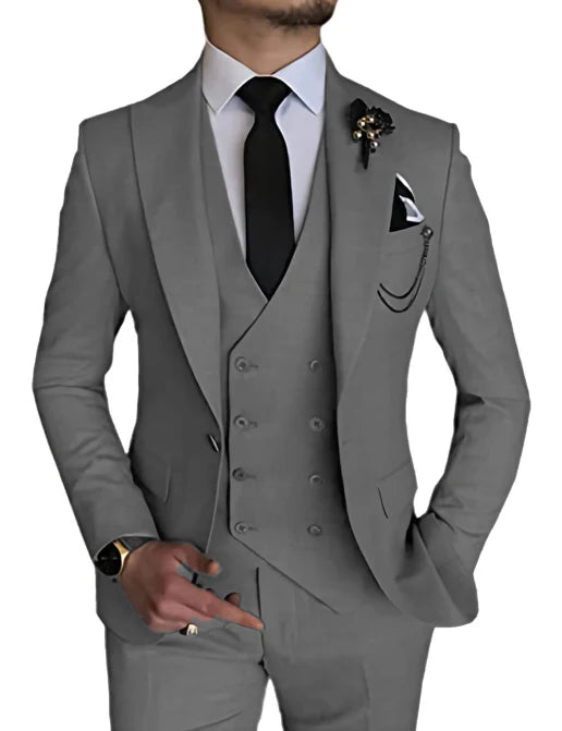 Suit Men Double Breasted Formal Fit Elegant Look