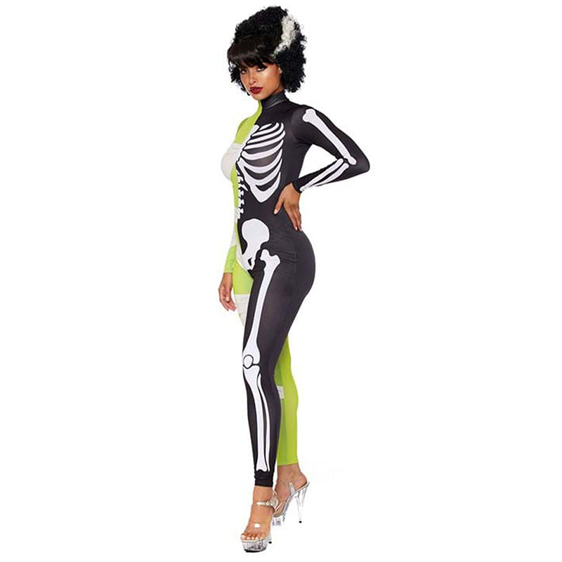 Women's half mummy half skeleton halloween costume outfit