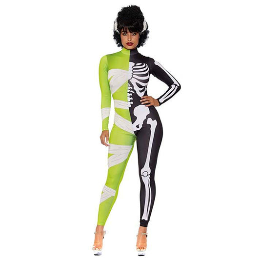 Women's half mummy half skeleton halloween costume outfit