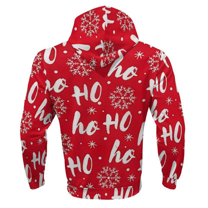 Men’s Christmas Hoodie - Reindeer & Snowflake, Long Sleeve