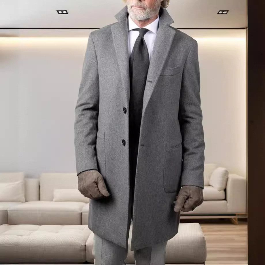 Men’s overcoat - tailored fit wool single-breasted mid length - formal wear