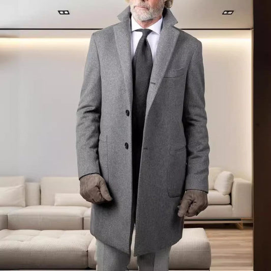 Men’s overcoat - tailored fit wool single-breasted mid length - formal wear