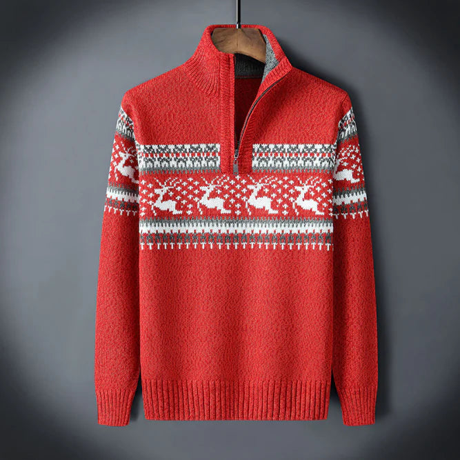 Men’s Christmas Half Zip Cardigan - Festive Winter Sweater