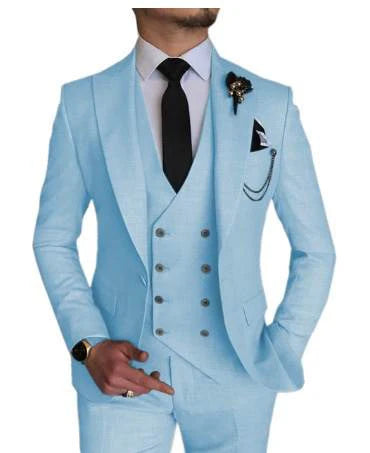 Suit Men Double Breasted Formal Fit Elegant Look