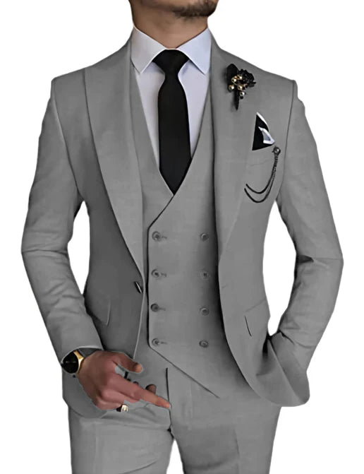 Suit Men Double Breasted Formal Fit Elegant Look