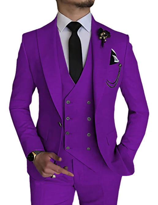 Suit Men Double Breasted Formal Fit Elegant Look