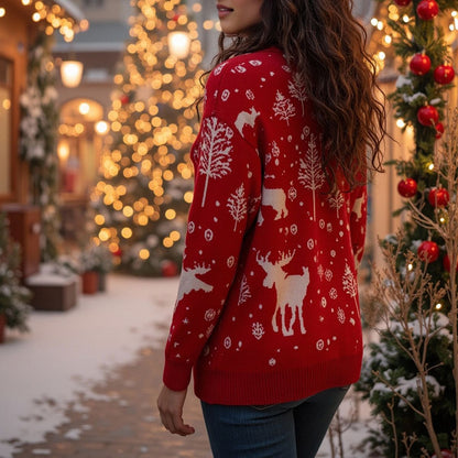 Women’s Christmas Turtleneck Sweater - Reindeer Design