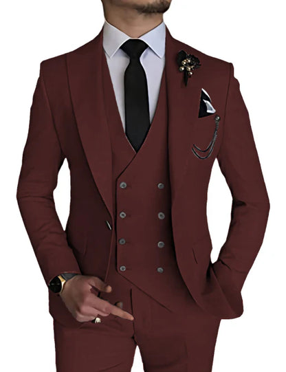 Suit Men Double Breasted Formal Fit Elegant Look