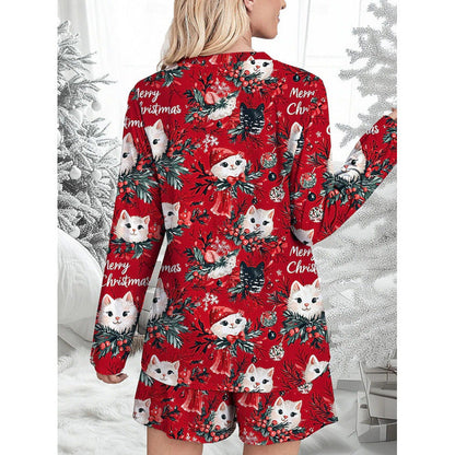 Women’s Christmas Cat Two-Piece Set