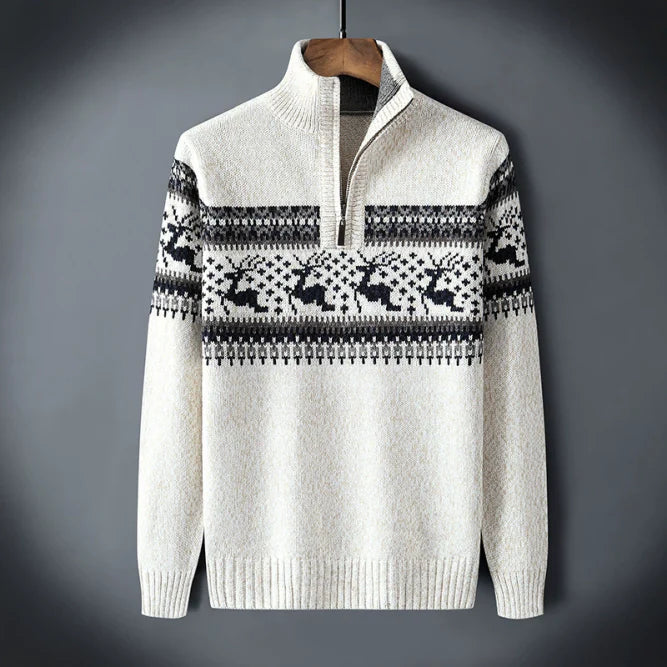 Men’s Christmas Half Zip Cardigan - Festive Winter Sweater