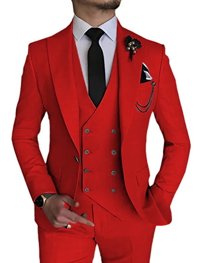 Suit Men Double Breasted Formal Fit Elegant Look