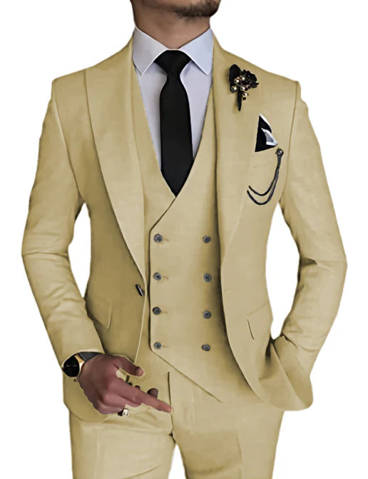 Suit Men Double Breasted Formal Fit Elegant Look