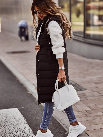 Quilted Women’s Vest - Hooded Puffer Gilet for Fall & Winter