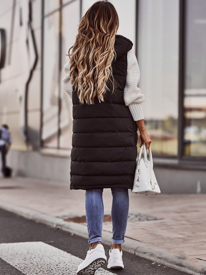Quilted Women’s Vest - Hooded Puffer Gilet for Fall & Winter