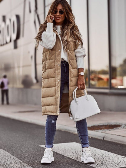 Quilted Women’s Vest - Hooded Puffer Gilet for Fall & Winter