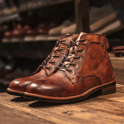 Men’s High-Top Leather Boots – Rugged & Stylish