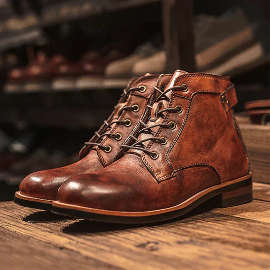 Men’s High-Top Leather Boots – Rugged & Stylish