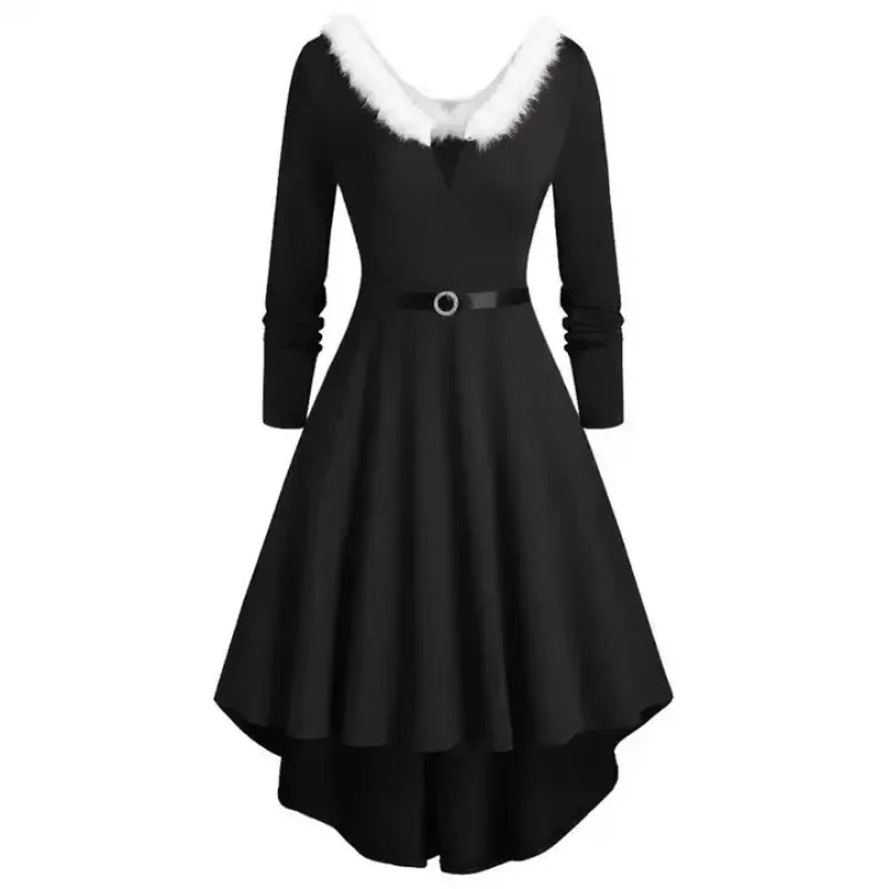 V-neck Long Sleeve Christmas Midi Dress for Women