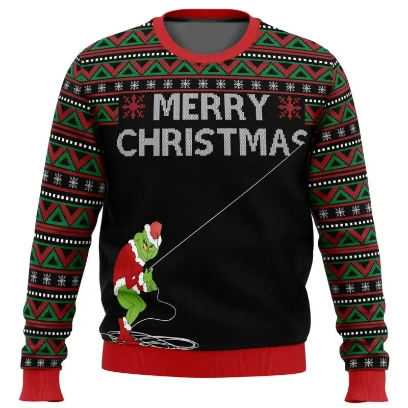 Men’s Funny Christmas Sweater - Festive Print Long Sleeve