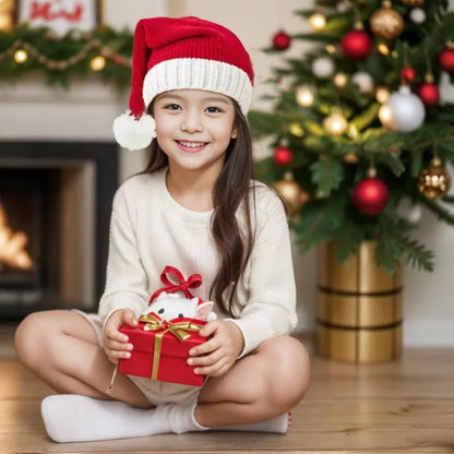 Knitted Christmas Hat - Festive Winter Accessory for Women