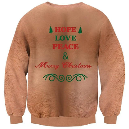 Ribbed Sleeve Christmas Sweater Men - Long Sleeve