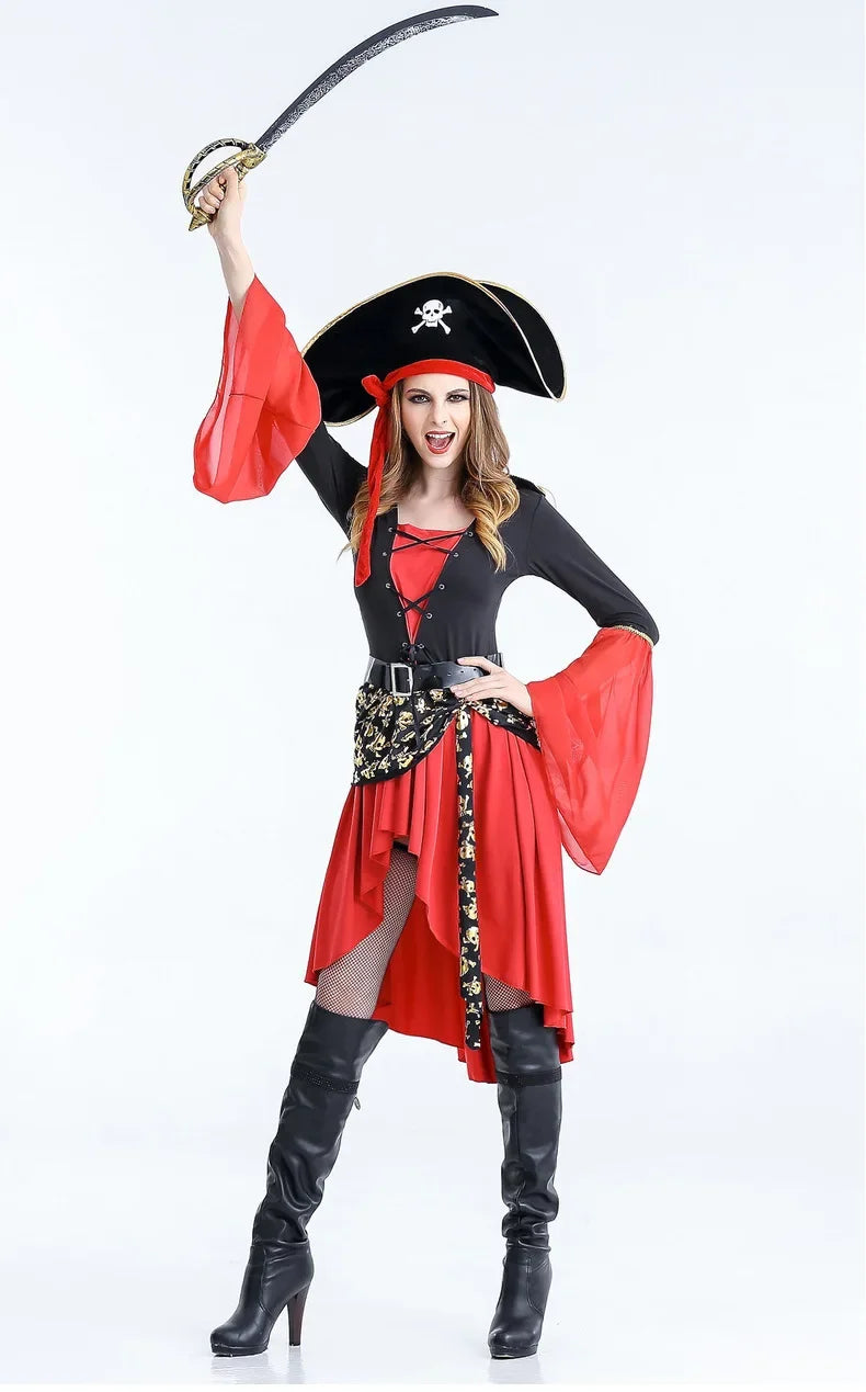 Women’s pirate captain halloween dress - midi costume outfit