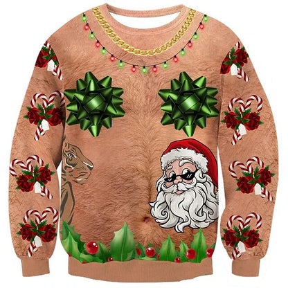 Ribbed Sleeve Christmas Sweater Men - Long Sleeve