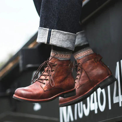 Men’s High-Top Leather Boots – Rugged & Stylish