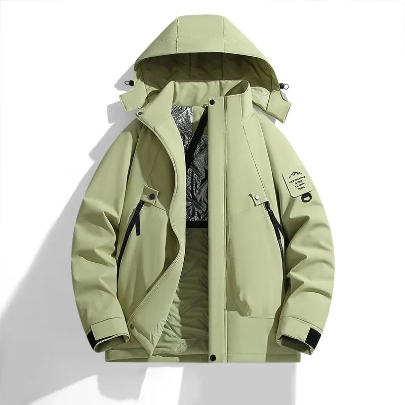 Ski Jacket Unisex Hooded Strap Style Front Closure Winter Design