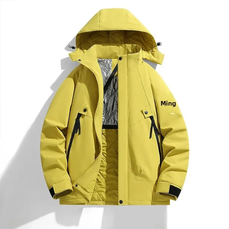 Ski Jacket Unisex Hooded Strap Style Front Closure Winter Design