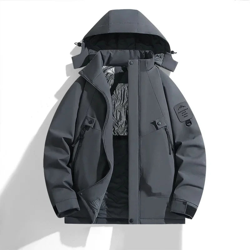 Ski Jacket Unisex Hooded Strap Style Front Closure Winter Design